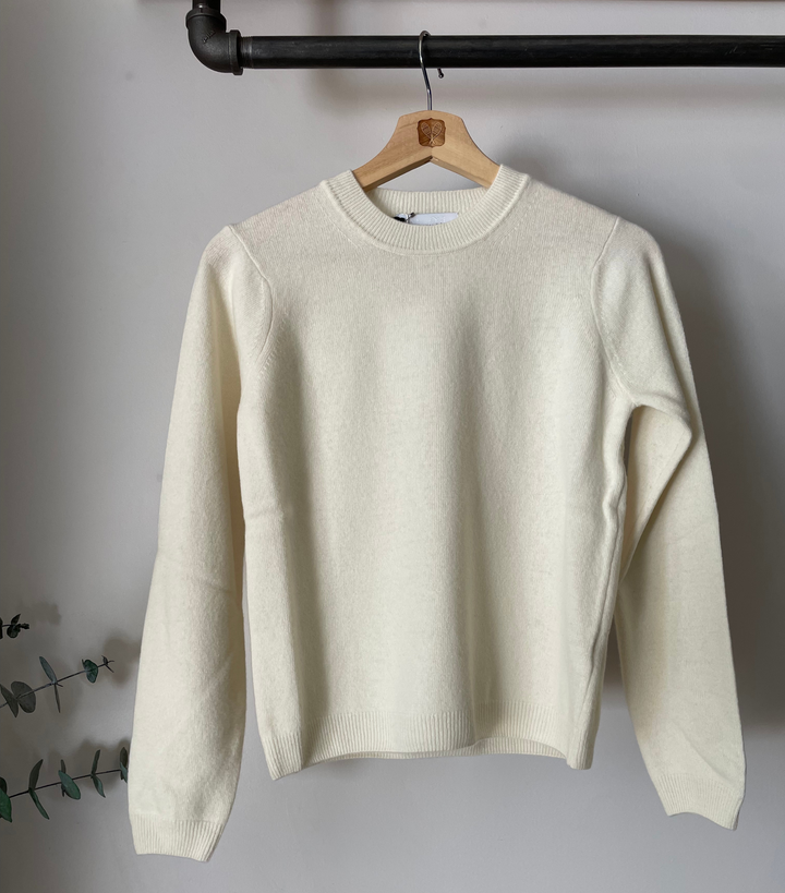 Merino Wool and Cashmere Crewneck Jersey Sweater