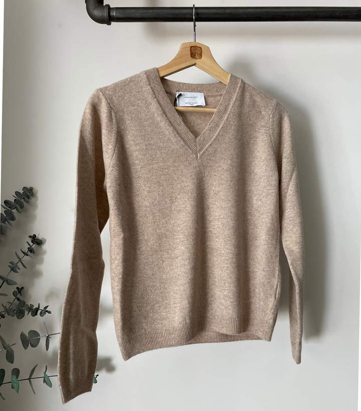 Merino Cashmere V-Neck Jersey Sweater