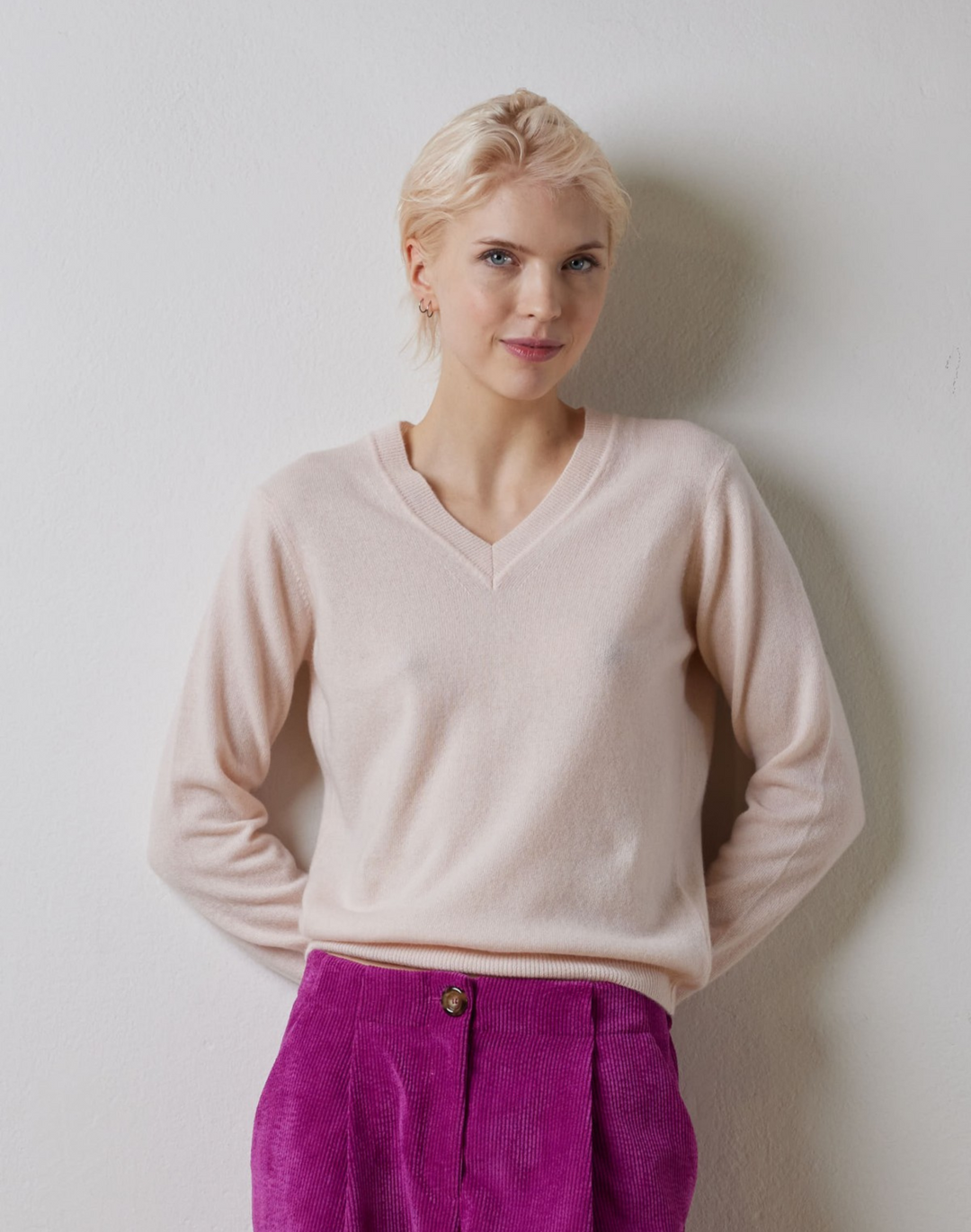 Merino Cashmere V-Neck Jersey Sweater