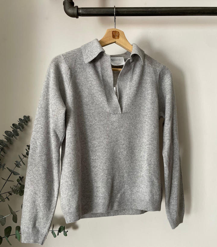 Merino Wool and Cashmere Long-Sleeved Polo Sweater