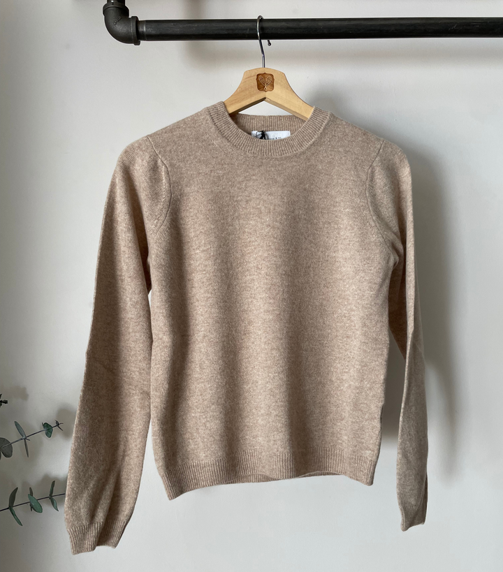 Merino Wool and Cashmere Crewneck Jersey Sweater