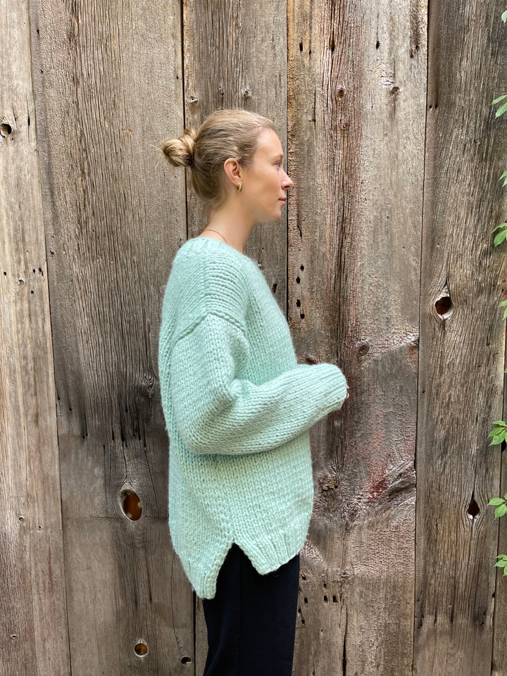 Hand Knit Wool Crewneck Sweater