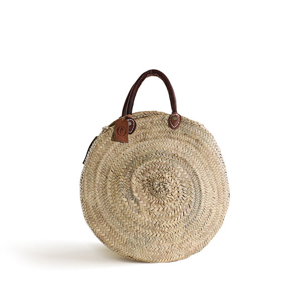 CUSTOM - Panier Round Large Marche with Leather Handles